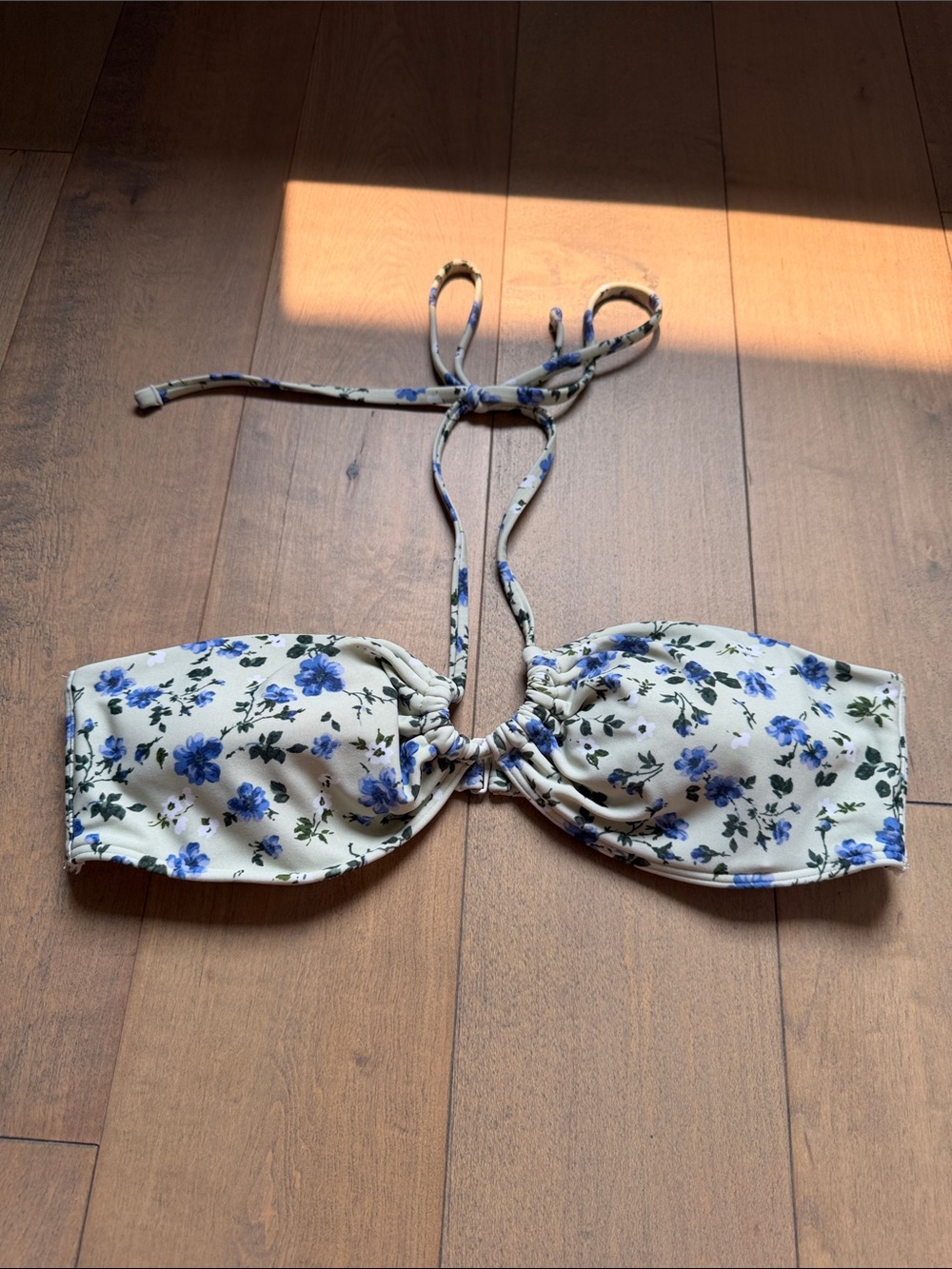 Abercrombie & Fitch Sage Floral Bikini Top with Blue Flowers